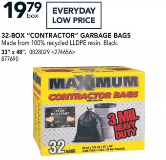 RONA 32-box "contractor" garbage bags 33" x 48" offer