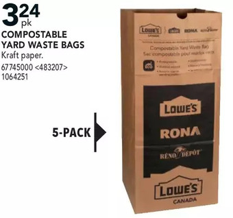 RONA Compostable yard waste bags offer