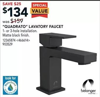 RONA Belanger "quadrato" lavatory faucet offer