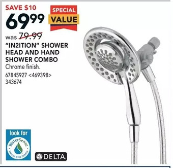 RONA Delta "in2ition" shower head and hand shower combo offer