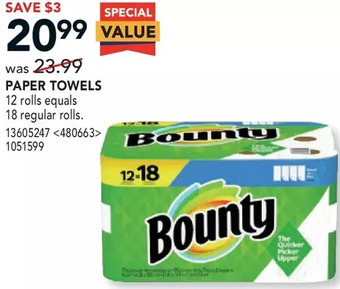 RONA Bounty paper towels offer