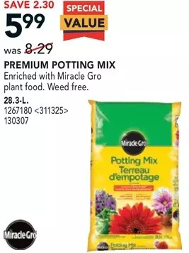 Lowe's Miracle-gro premium potting mix offer