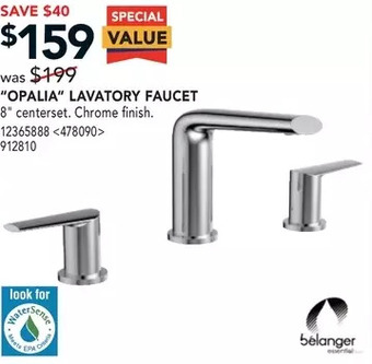 Lowe's Bélanger "opalia" lavatory faucet offer