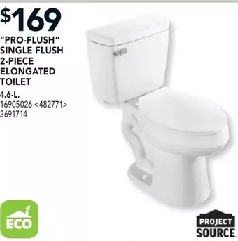 Lowe's Project source "pro-flush" single flush 2-piece elongated toilet offer
