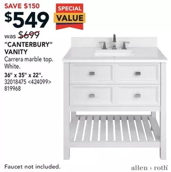 Lowe's Allen + roth "canterbury" vanity offer