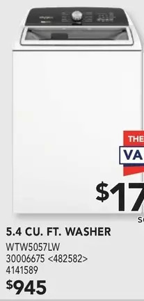 Lowe's Whirlpool 5.4 cu. ft. washer offer