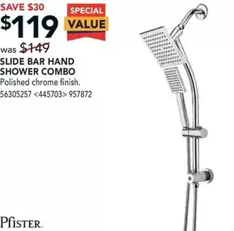 Lowe's Pfister slide bar hand shower combo offer