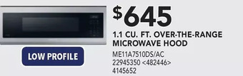 Lowe's 1.1 cu. ft. over-the-range microwave hood offer