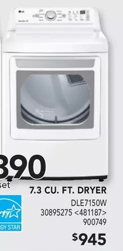 Lowe's 7.3 cu. ft. dryer offer