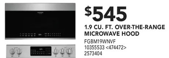 Lowe's 1.9 cu. ft. over-the-range microwave hood offer