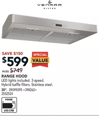 Lowe's Venmar range hood offer
