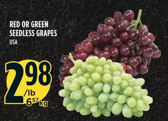 Marché Adonis Red or green seedless grapes offer