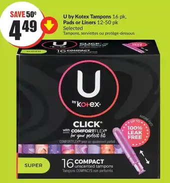 FreshCo U by kotex tampons, pads or liners offer