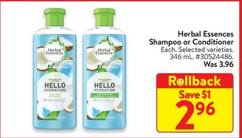 Walmart Herbal essences shampoo or conditioner offer