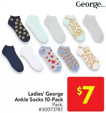Walmart Ladies' george ankle socks 10-pack offer