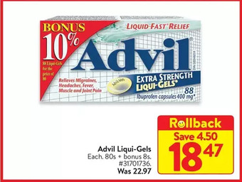 Walmart Advil liqui-gels offer