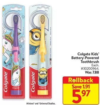 Walmart Colgate kids' battery-powered toothbrush offer