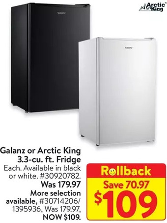 Walmart Galanz or arctic king 3.3-cu. ft. fridge offer