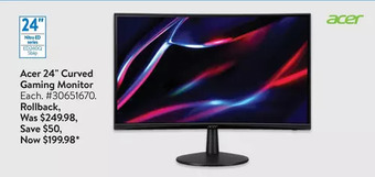 Walmart Acer 24" curved gaming monitor offer