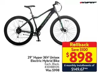 Walmart 29" hyper 36v unisex electric hybrid bike offer