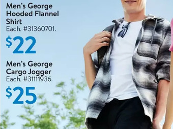 Walmart Men's george hooded flannel shirt offer