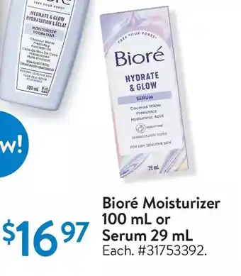 Walmart Bioré moisturizer or serum offer