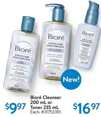 Walmart Bioré cleanser or toner offer