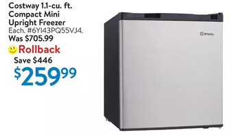 Walmart Costway 1.1-cu. ft. compact mini upright freezer offer