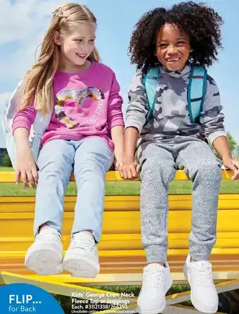 Walmart Kid's george crew neck fleece top or jeggings offer
