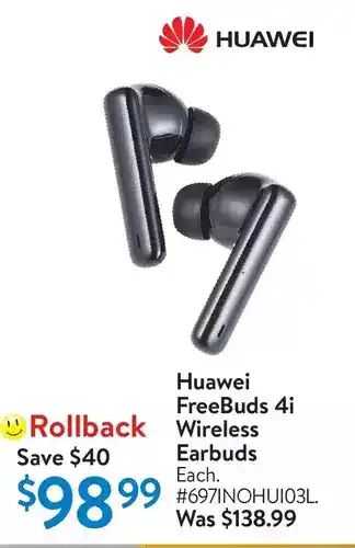 Walmart Huawei freebuds 4i wireless earbuds offer