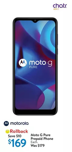 Walmart Chatr motorola moto g pure prepaid phone offer