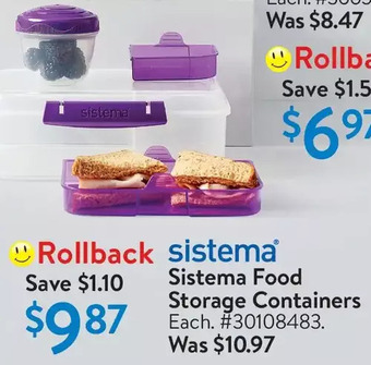 Walmart Sistema food storage containers offer