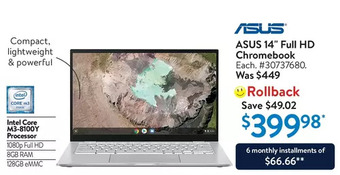 Walmart Asus 14" full hd chromebook offer
