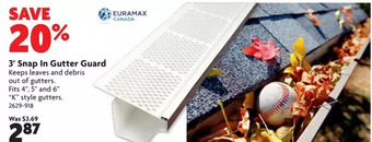 Home Hardware 3' snap in gutter guard offer