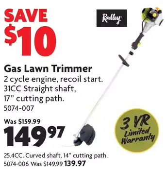 Home Hardware Gas lawn trimmer: 31cc straight shalft | 25.4cc curved shaft offer