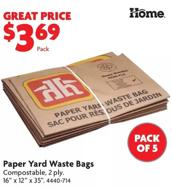 Home Hardware Paper yard waste bags offer
