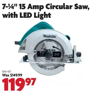 Home Hardware 7-1/4" 15 amp circular saw, with led light offer