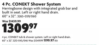 Home Hardware 4 pc. conekt shower system | 4 pc. conekt tub & shower system offer