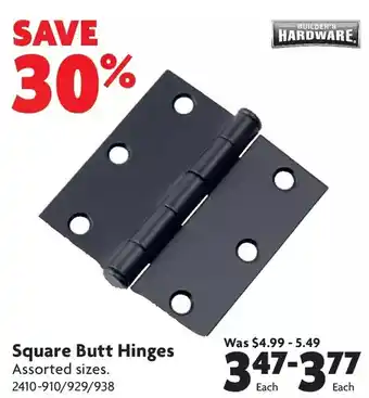 Home Hardware Square butt hinges offer