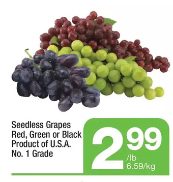 Highland Farms Seedless grapes red, green or black offer