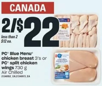 Valu-mart Pc blue menu chicken breast or pc split chicken wings offer