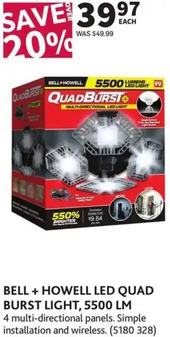 Co-op Bell + Howell LED Quad Burst Light, 5500 Lm offer
