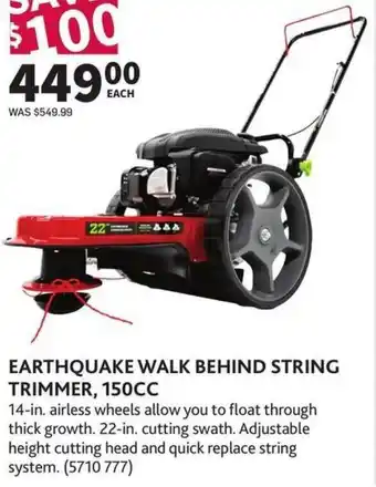 Co-op Earthquake Walk Behind String Trimmer, 150CC offer