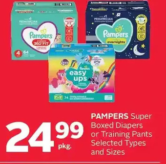 Rexall Pampers super boxed diapers or training pants offer