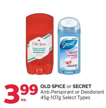 Rexall Old spice or secret anti-perspirant or deodorant offer