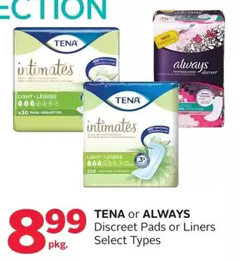 Rexall Tena or always discreet pads or liners offer