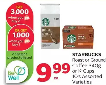 Rexall Starbucks roast or ground coffee or k-cups offer