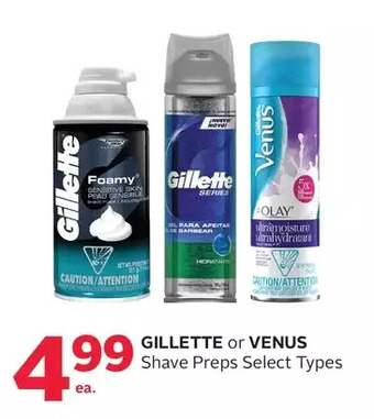Rexall Gillette or venus shave preps offer