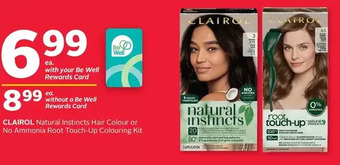 Rexall Clairol natural instincts hair colour or no ammonia root touch-up colouring kit offer
