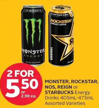 Rexall Monster, rockstar, nos, reign or starbucks energy drinks offer